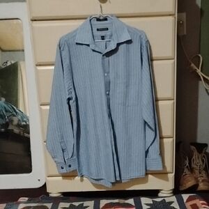 Van Heusen Men's Light Blue Striped Dress Shirt. CLEARANCE SALE